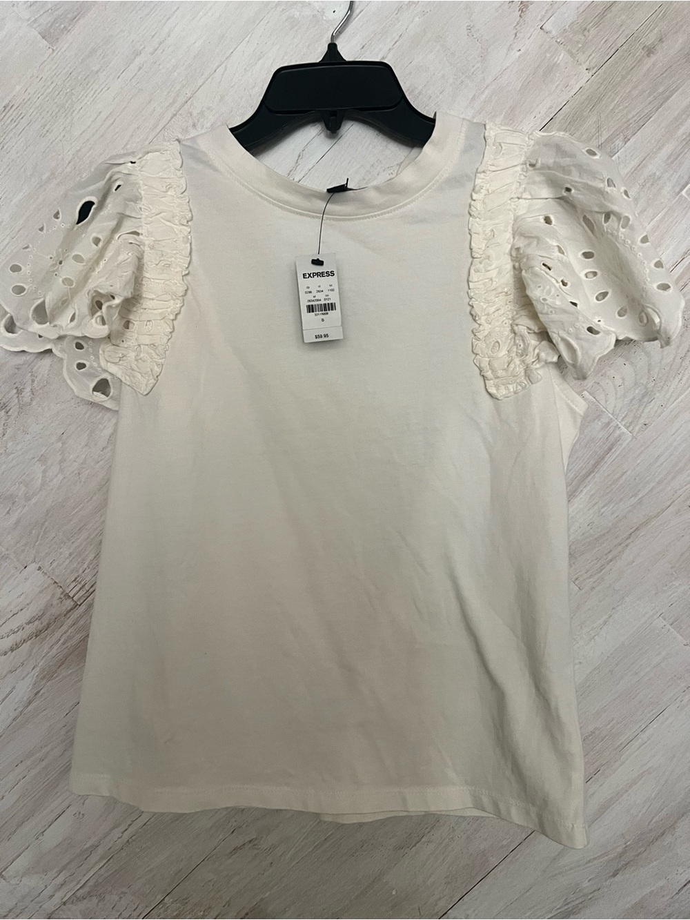 Express White Eyelet Sleeve Tee